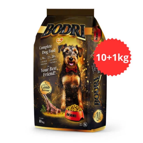 Akciós Túltöltött Bodri Adult (bárány) száraztáp - Felnőtt kutyák részére (10+1kg)