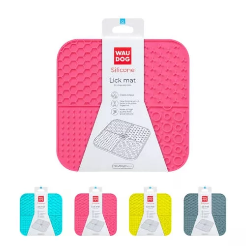 Waudog Silicone Lick Mat - nyalogató szőnyeg (szilikon,pink) kutyák és macskák részére (19x19cm)