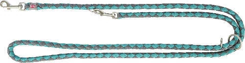 Trixie Cavo Leash - állítható, fonott póráz (aqua kék/grafit szürke) kutyák részére (L-XL) 2m/ø18mm