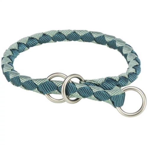 KT25. Trixie Cavo Stop-the-pull Collar - fonott nyakörv (petrolkék/zsálya) kutyák részére (M) 39-45/Ø12mm