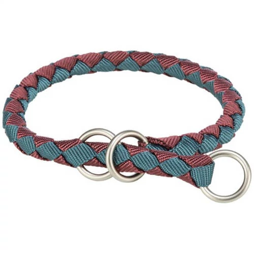 KT25.Trixie Cavo Stop-the-pull Collar - fonott nyakörv (sangria málna/petrolkék) kutyák részére (M-L) 43-51/Ø18mm