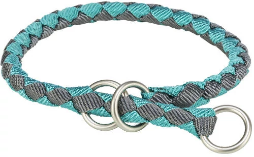 KT25.Trixie Cavo Stop-the-pull Collar - fonott nyakörv (aquakék/grafitszürke) kutyák részére (S) 30-36/Ø12mm