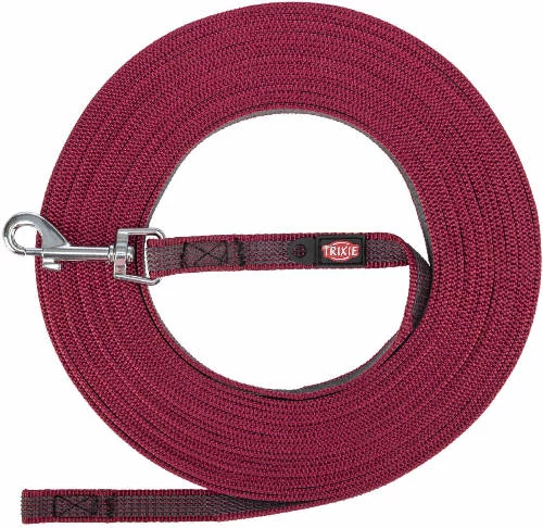 Trixie Tracking Leash, rubberized - nyomkövető póráz, gumírozott, S-M: 5m/15mm, sangria málna