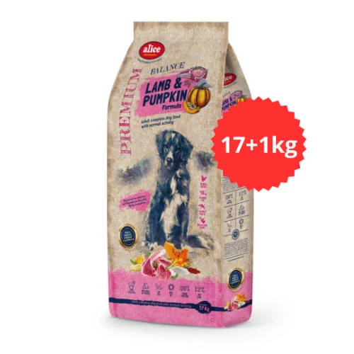 Akciós Túltöltött alicePROFESSIONAL 17+1kg Adult Balance Lamb&Pumpkin száraztáp - Felnőtt kutyák részére