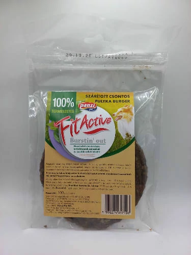 FitActive snack - jutalomfalat (szárított csontos pulykaburger) CRT kutyák részére (10*100g)