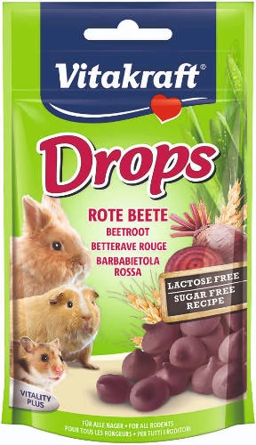 Vitakraft Drops (cékla) - jutalomfalat rágcsálóknak (75g)