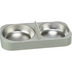 trixie Double bowl, plastic/stainless steel - műanyag fehér tál etetőautomatához, 5l/32x5x16cm