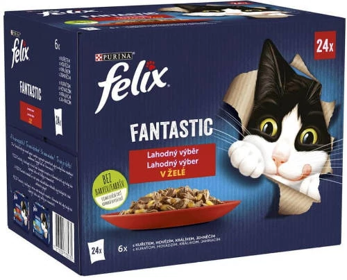 Felix Fantastic - Házias válogatás (marha,csirke,bárány,pulyka) aszpikban (24x85g)