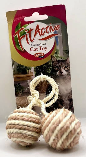 Fitactive 2 Balls on a Rope - kötél játék (labda) macskák részére (Ø4.5cm)