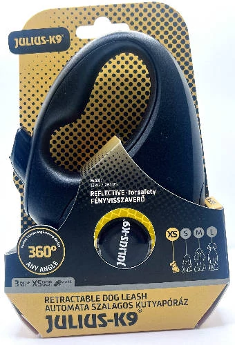 JK9 Retractable Dog Leash -  automata szalagos póráz (neon narancs) kutyák részére (XS) 3 méter