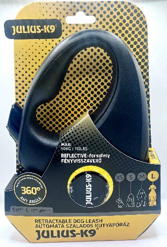 JK9 Retractable Dog Leash -  automata szalagos póráz (neon narancs) kutyák részére (L) 5 méter