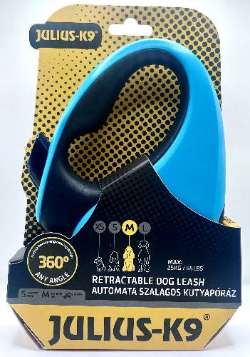 JK9 Retractable Dog Leash -  automata szalagos póráz (türkiz-fekete) kutyák részére (M) 5 méter