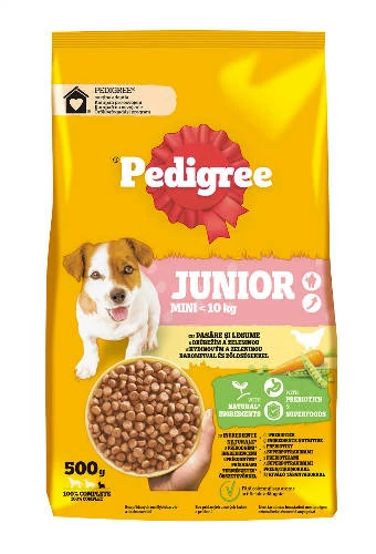 Pedigree Dog Junior Mini <10kg - Szárazeledel (Baromfival és zöldséggel) kölyökkutyák részére (500g)