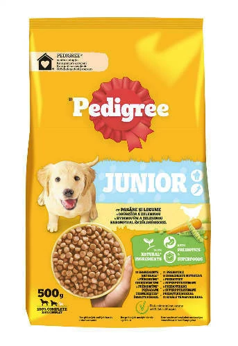 Pedigree Dog Junior Medium&Large - Szárazeledel (Baromfival és zöldséggel) kölyökkutyák részére (500g)